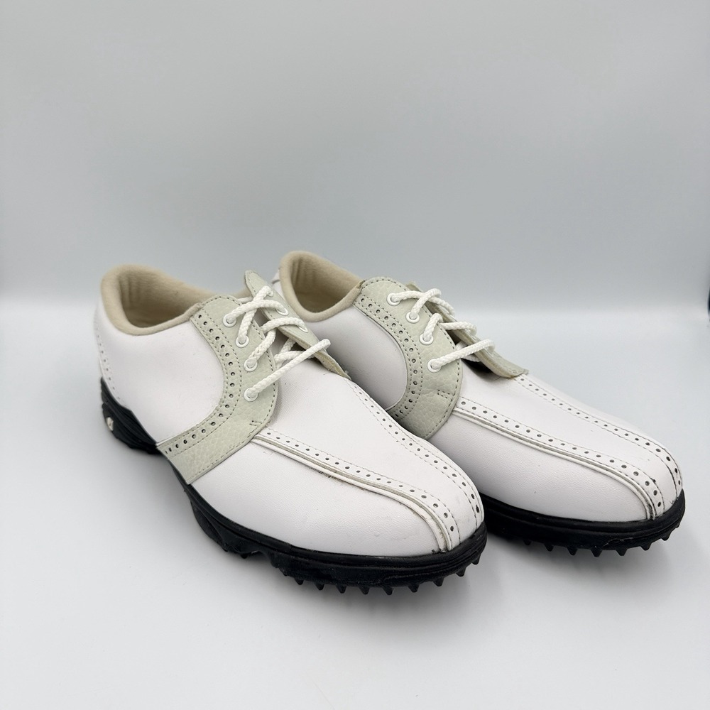 FootJoy GreenJoys White Spikeless Golf Shoes Womens 8M Saddle Lace Up Preppy